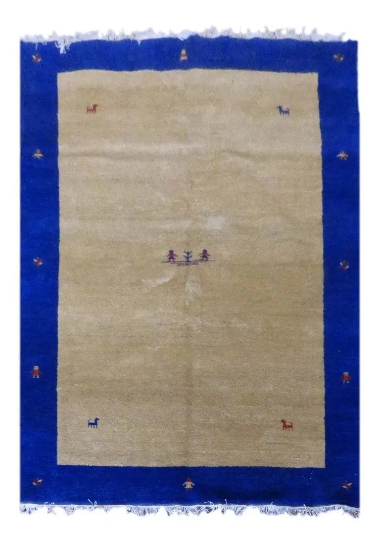 One Of The Kind Indian Hand-Knotted Gabbeh Rug 9'8" X 6'7"